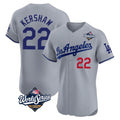 CAdoa LA.Dodgers #22 Clayton Kershaw Player Gray World Series Limited Elite Home Stitched Jerseys