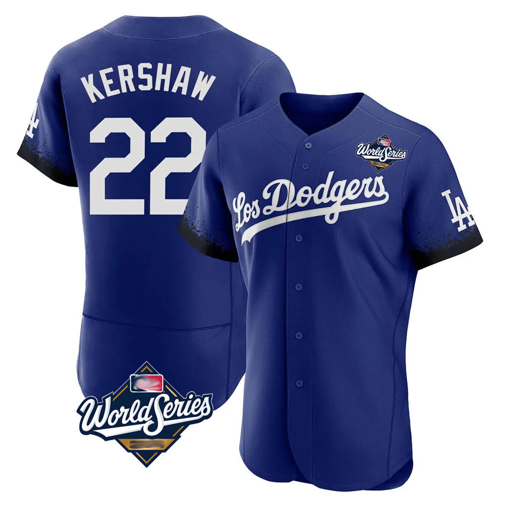 CAdoa LA.Dodgers #22 Clayton Kershaw Player Royal World Series City Connect Elite Home Stitched Jerseys