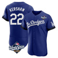CAdoa LA.Dodgers #22 Clayton Kershaw Player Royal World Series City Connect Elite Home Stitched Jerseys