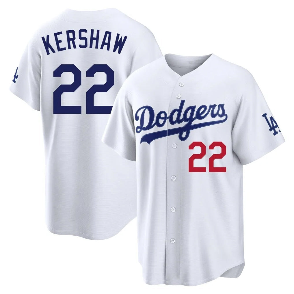 CAdoa LA.Dodgers #22 Clayton Kershaw Player White Home Game Stitched Jerseys