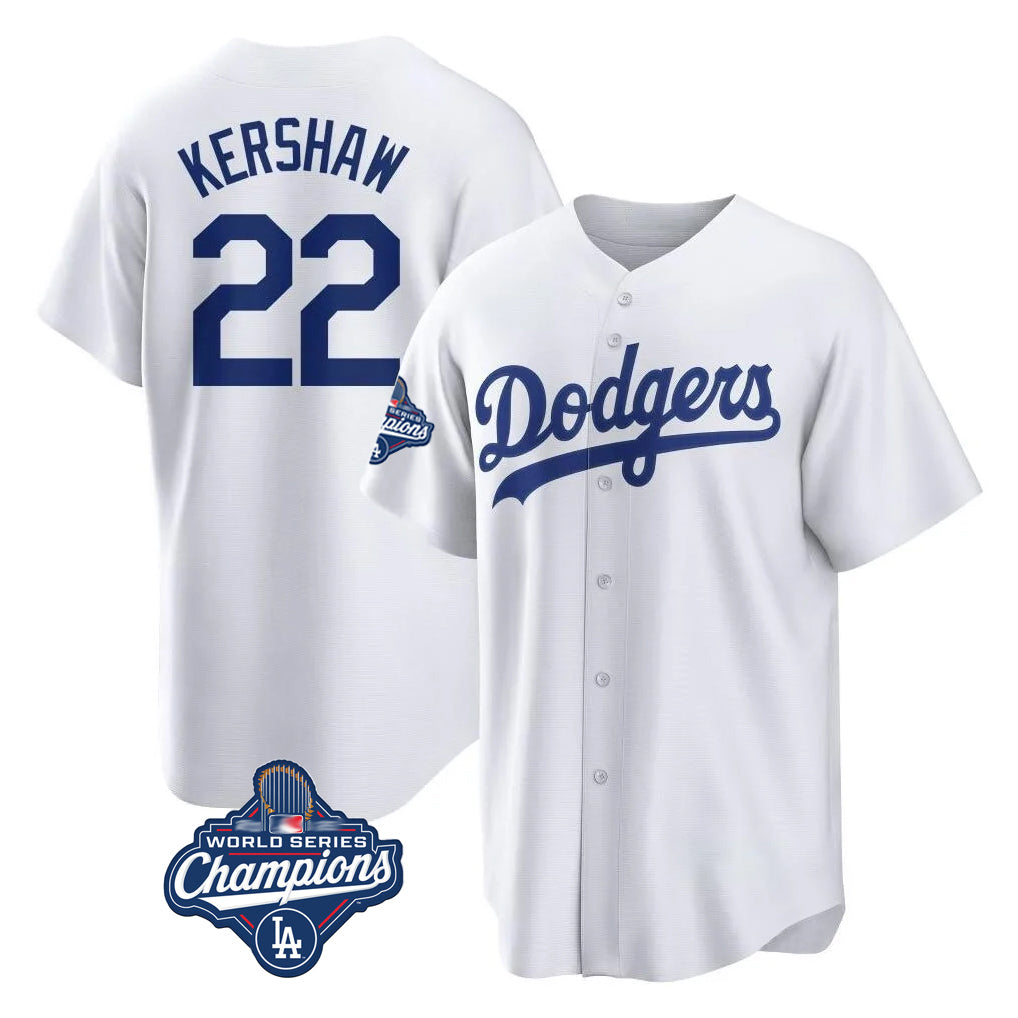 CAdoa LA.Dodgers #22 Clayton Kershaw Player White World Series Meet Game Home Stitched Jerseys