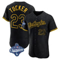 CAdoa LA.Dodgers #23 Kyle Tucker Player Black World Series Meet Snake Skin City Limited Elite Home Stitched Jerseys