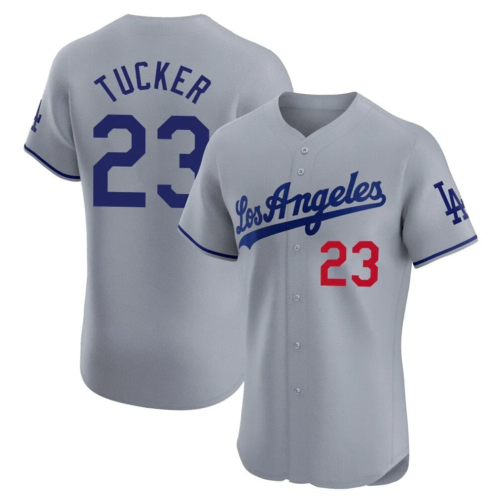 CAdoa LA.Dodgers #23 Kyle Tucker Player Gray Limited Elite Home Stitched Jerseys