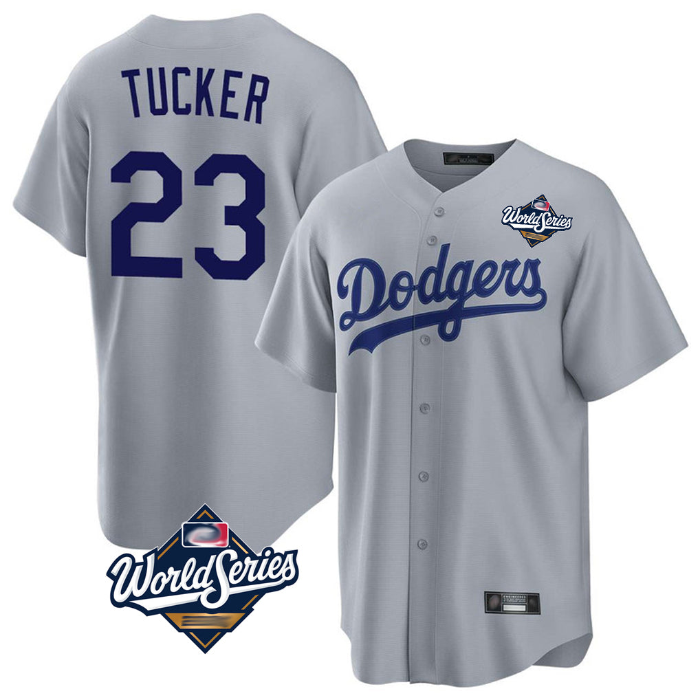 CAdoa LA.Dodgers #23 Kyle Tucker Player Gray World Series Game Stitched Jerseys