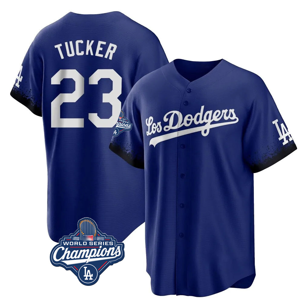 CAdoa LA.Dodgers #23 Kyle Tucker Player Royal World Series Meet City Connect Home Game Stitched Jerseys