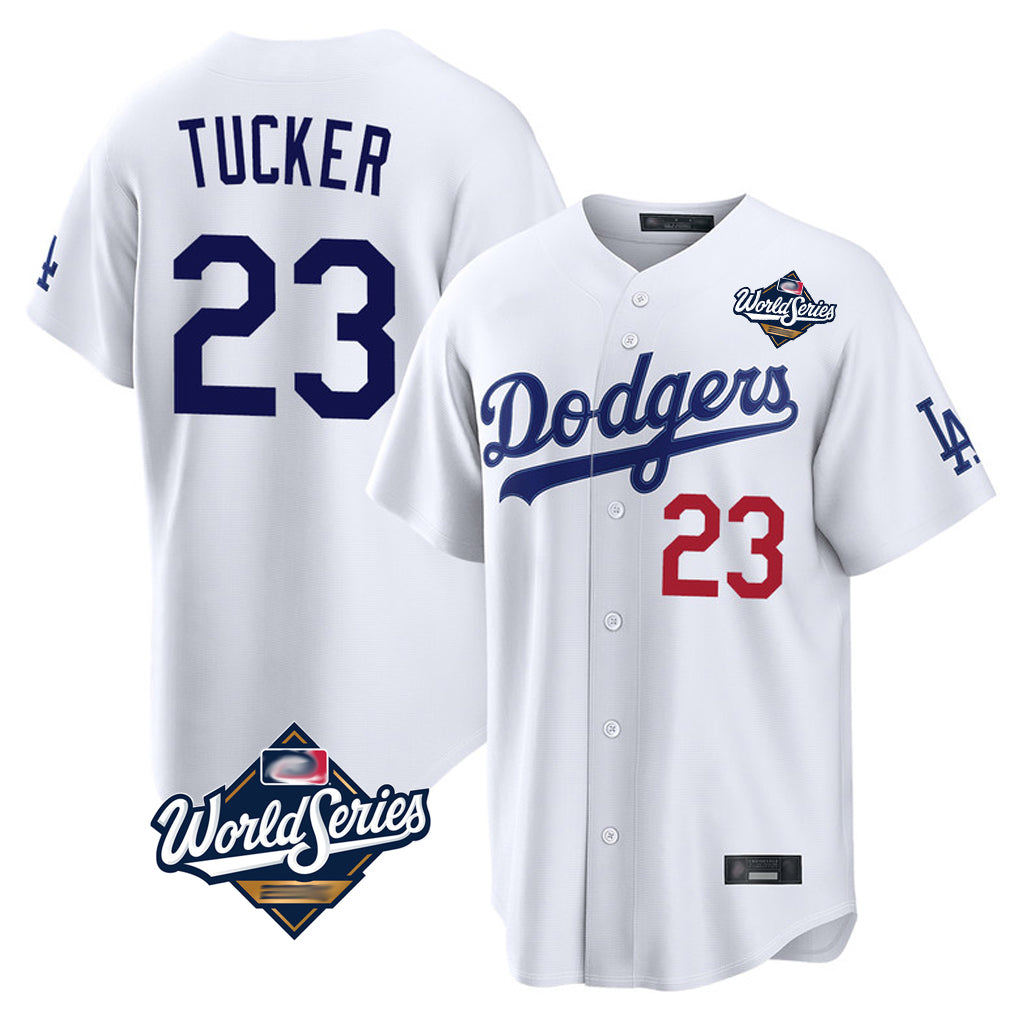 CAdoa LA.Dodgers #23 Kyle Tucker Player White World Series Home Game Stitched Jerseys