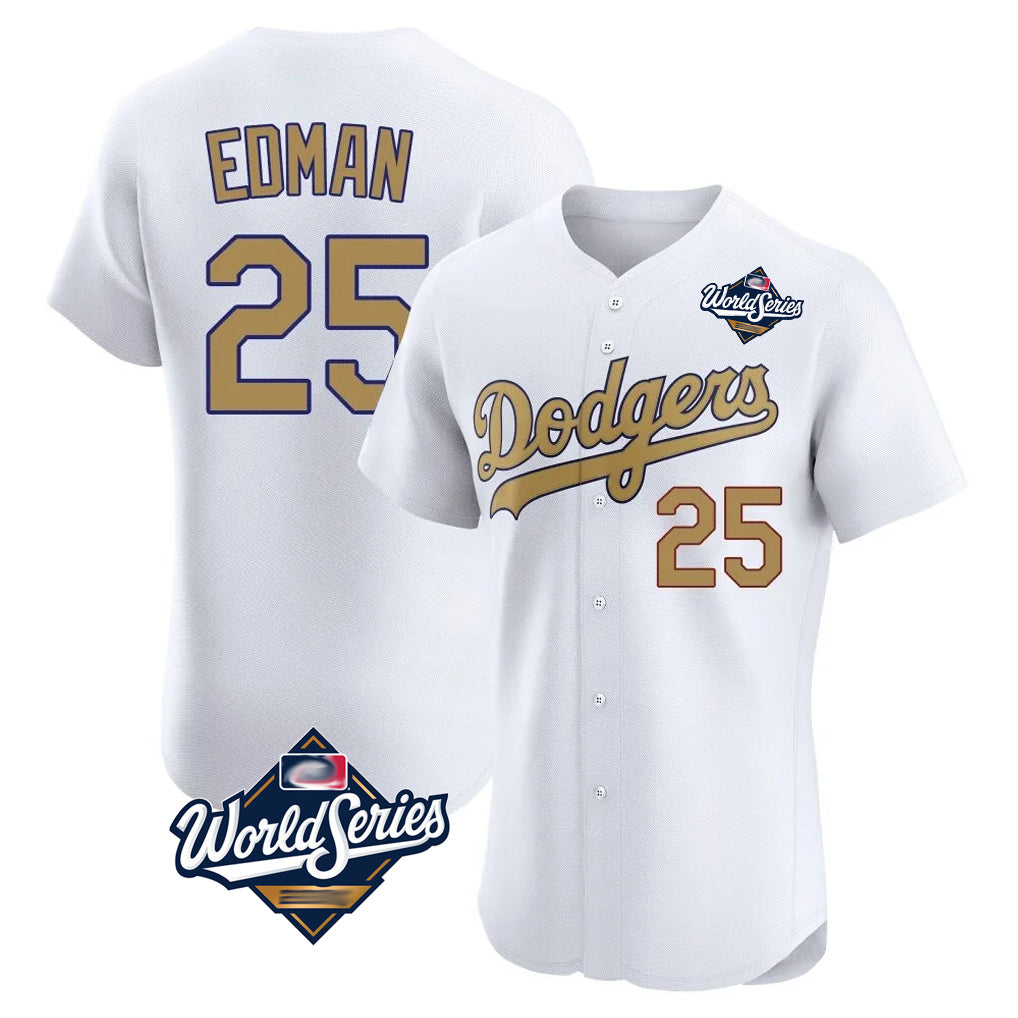 CAdoa LA.Dodgers #25 Tommy Edman Player Gold World Series Limited Elite Home Stitched Jerseys