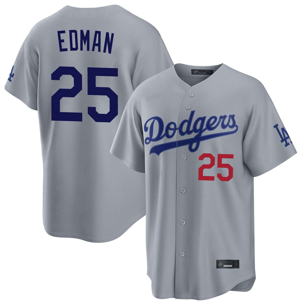 CAdoa LA.Dodgers #25 Tommy Edman Player Gray Game Limited Home Stitched Jerseys