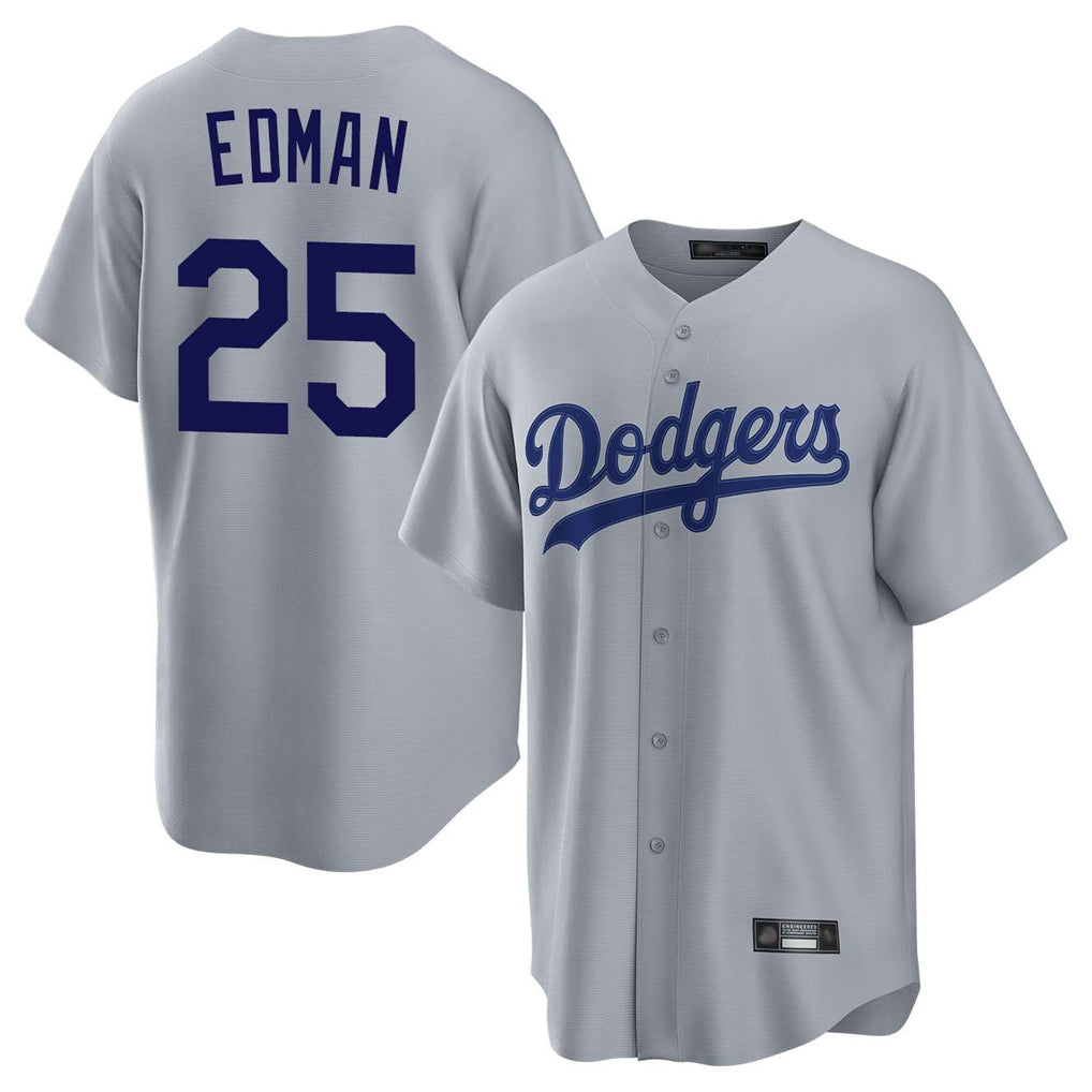 CAdoa LA.Dodgers #25 Tommy Edman Player Gray Game Stitched Jerseys