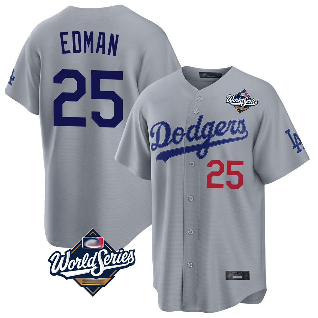 CAdoa LA.Dodgers #25 Tommy Edman Player Gray World Series Game Home Stitched Jerseys