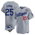 CAdoa LA.Dodgers #25 Tommy Edman Player Gray World Series Limited Home Stitched Jerseys