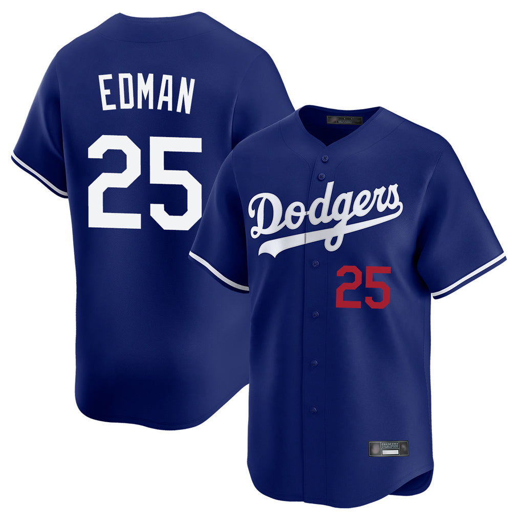 CAdoa LA.Dodgers #25 Tommy Edman Player Royal Limited Home Stitched Jerseys