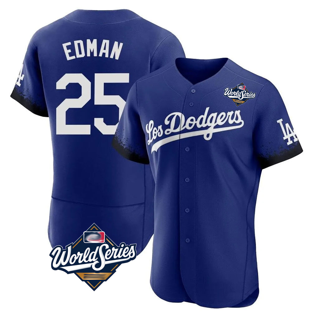 CAdoa LA.Dodgers #25 Tommy Edman Player Royal World Series City Connect Elite Home Stitched Jerseys