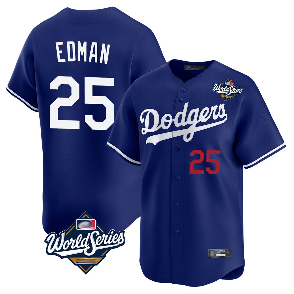 CAdoa LA.Dodgers #25 Tommy Edman Player Royal World Series Limited Home Stitched Jerseys