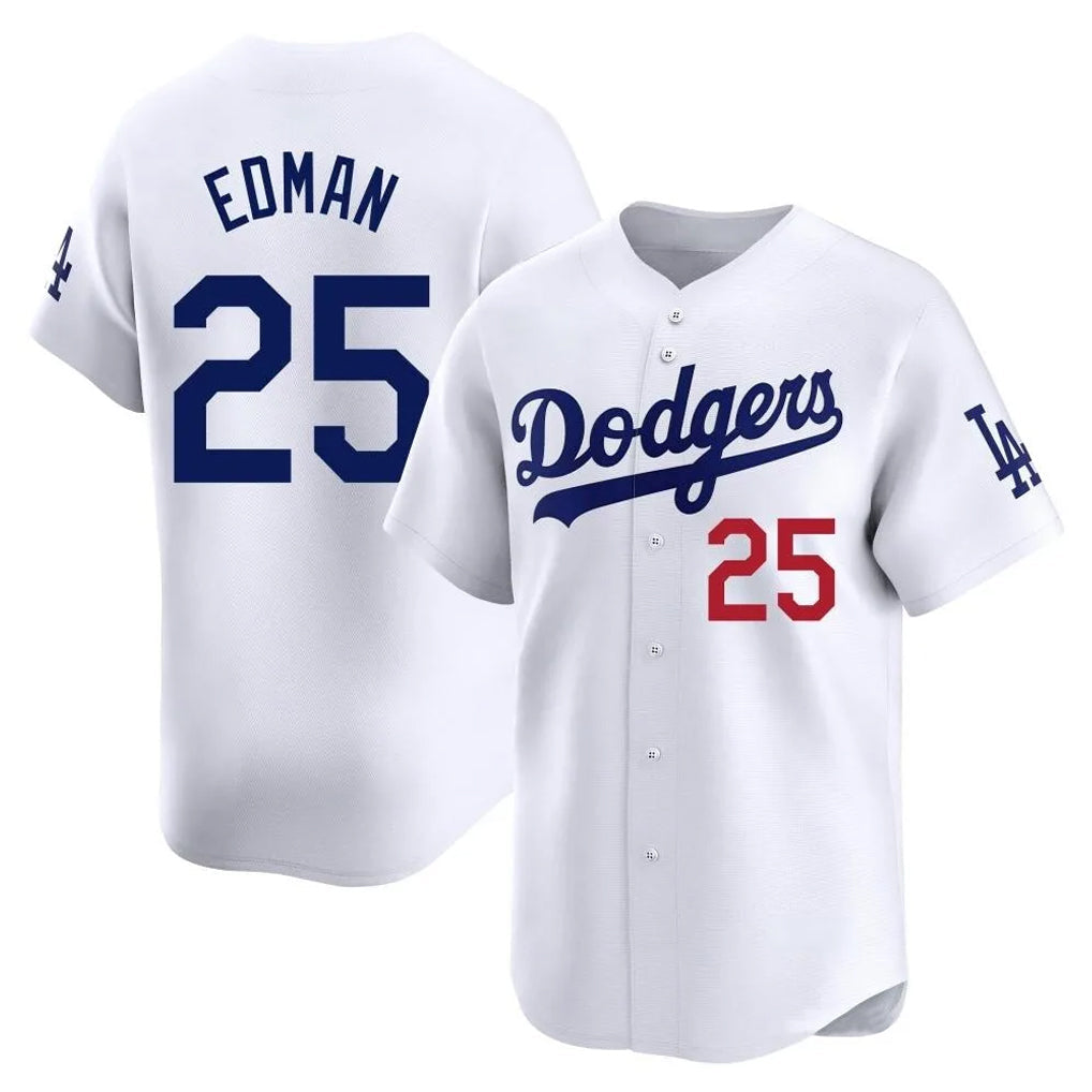 CAdoa LA.Dodgers #25 Tommy Edman Player White Limited Home Stitched Jerseys