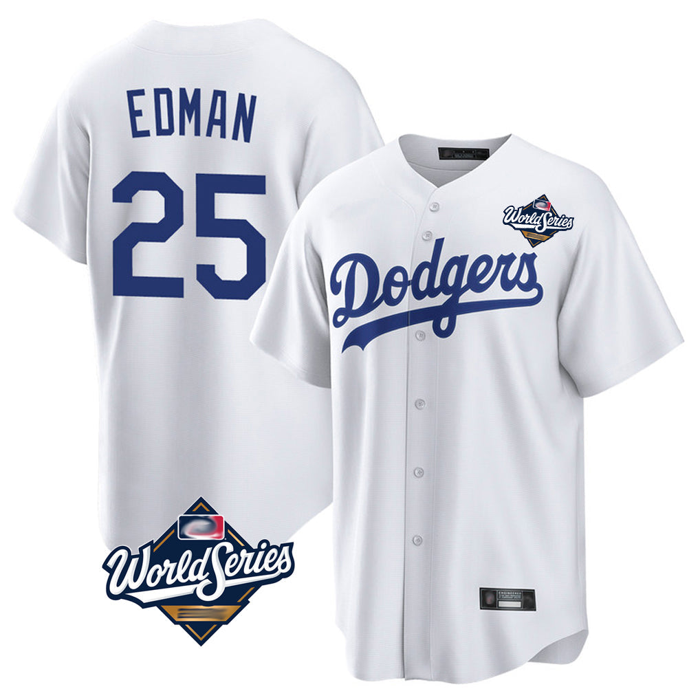 CAdoa LA.Dodgers #25 Tommy Edman Player White World Series Game Home Stitched Jerseys