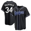 CAdoa LA.Dodgers #34 Fernando Valenzuela Player Black Carbon Limited Home Stitched Jerseys