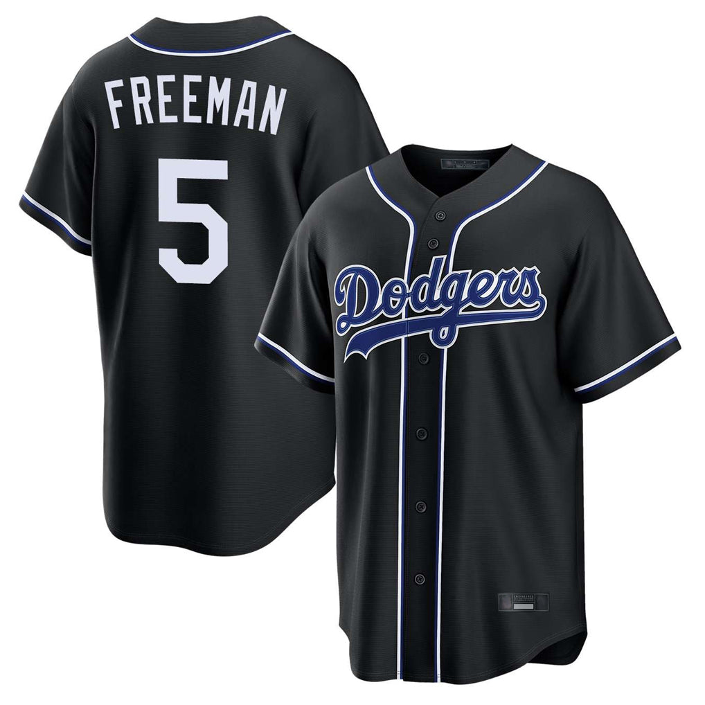 CAdoa LA.Dodgers #5 Freddie Freeman Player Black Carbon Limited Home Stitched Jerseys