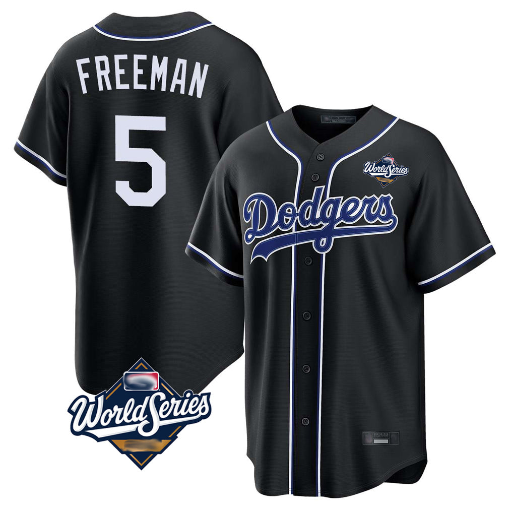 CAdoa LA.Dodgers #5 Freddie Freeman Player Black World Series Black Carbon Limited Home Stitched Jerseys