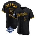 CAdoa LA.Dodgers #5 Freddie Freeman Player Black World Series Meet Snake Skin City Limited Elite Home Stitched Jerseys