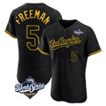 CAdoa LA.Dodgers #5 Freddie Freeman Player Black World Series Snake Skin City Limited Elite Home Stitched Jerseys