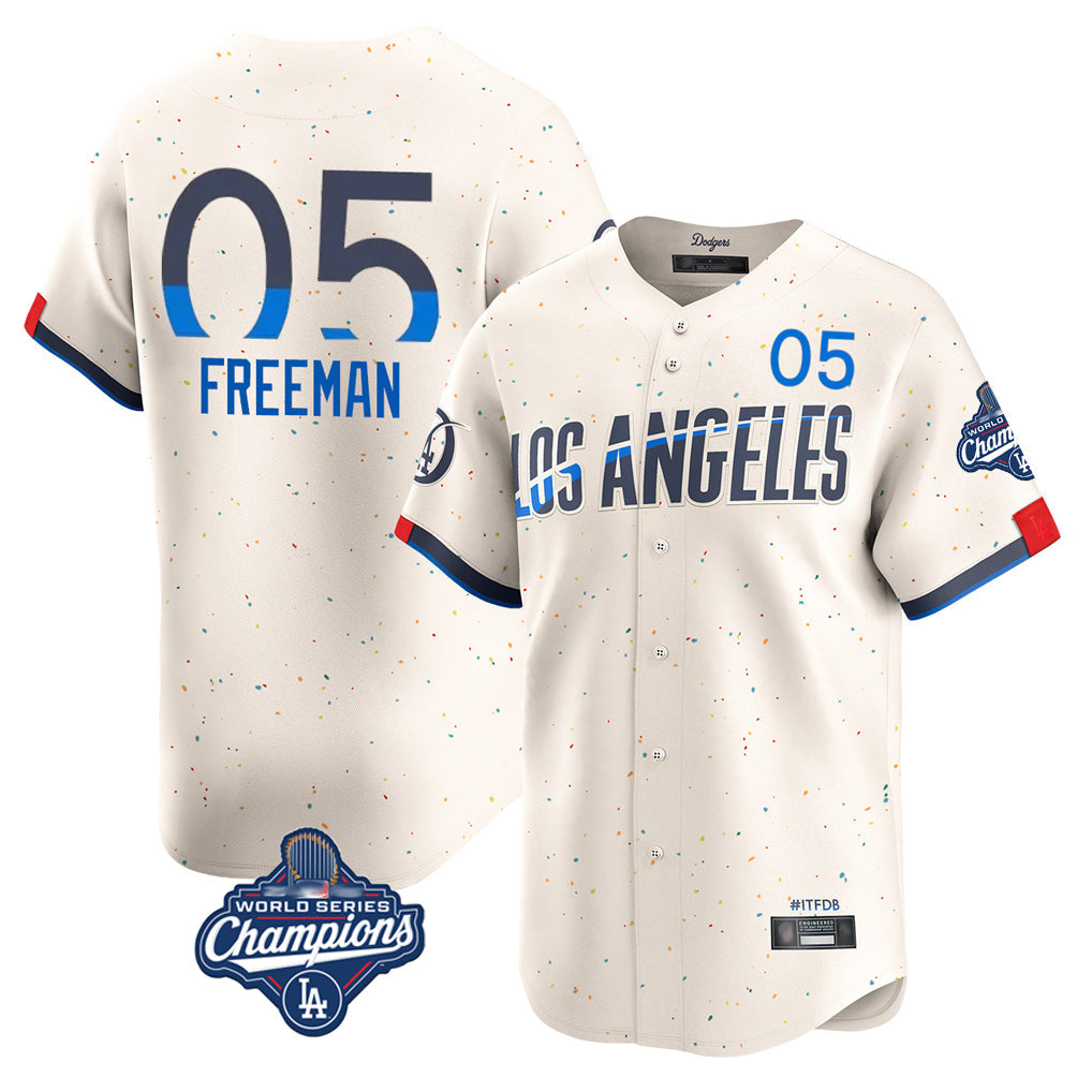 CAdoa LA.Dodgers #5 Freddie Freeman Player Cream World Series Meet City Connect Limited Home Stitched Jerseys
