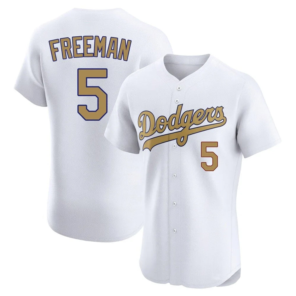 CAdoa LA.Dodgers #5 Freddie Freeman Player White Limited Elite Home Stitched Jerseys