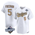 CAdoa LA.Dodgers #5 Freddie Freeman Player White World Series Collection Limited Home Stitched Jerseys