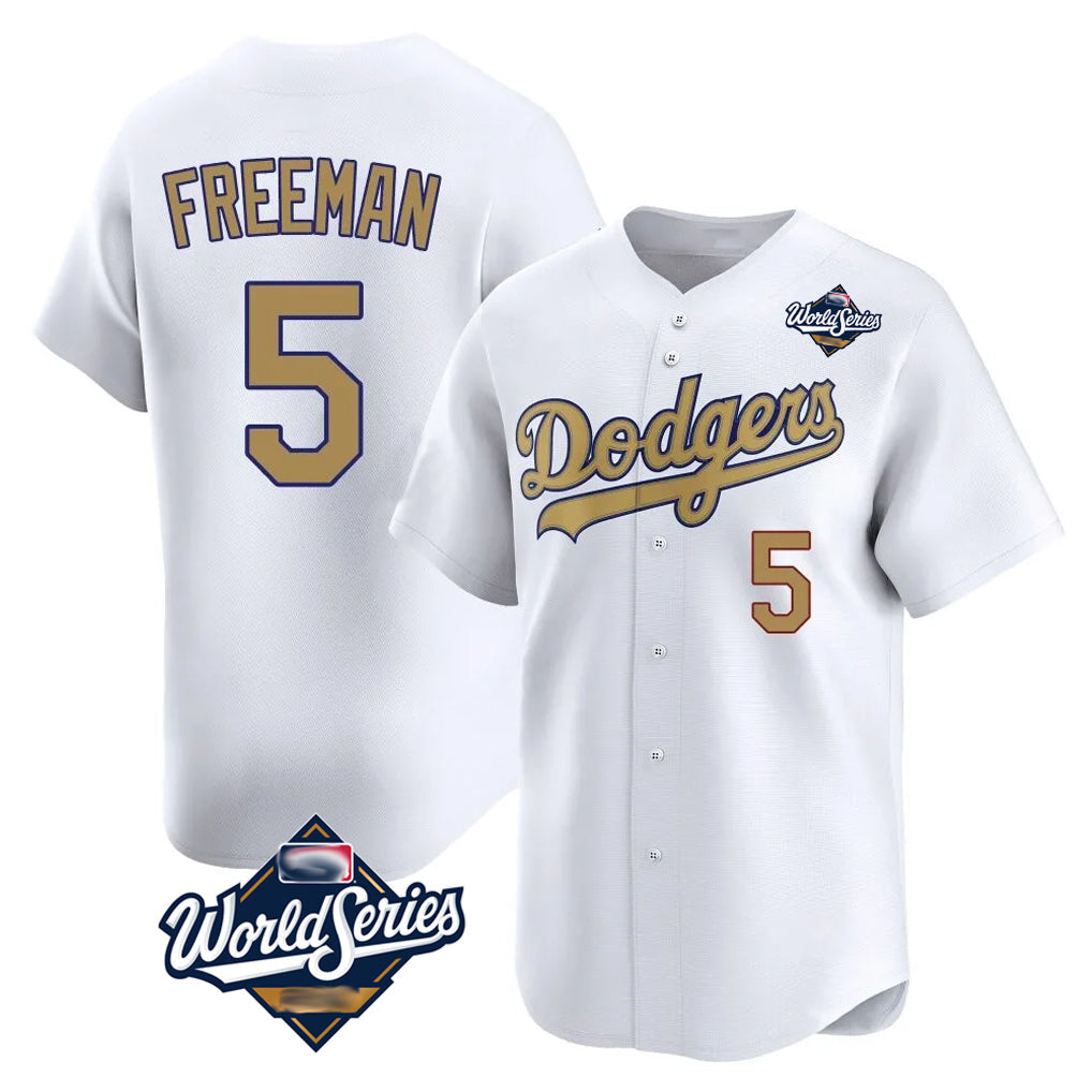 CAdoa LA.Dodgers #5 Freddie Freeman Player White World Series Collection Limited Home Stitched Jerseys