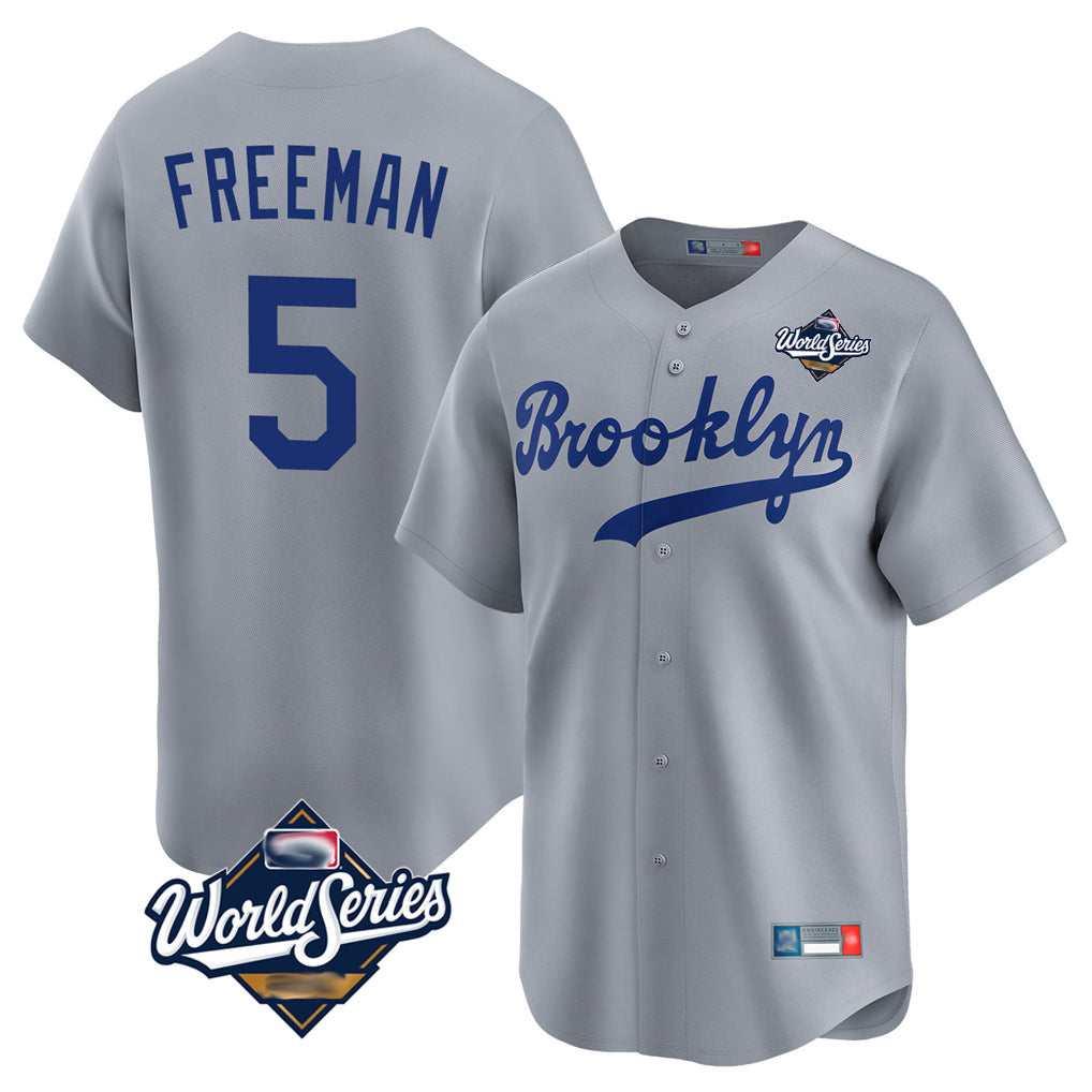 CAdoa LA.Dodgers #5 Freddie Freeman Player Gray World Series Game Limited Home Stitched Jerseys