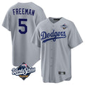 CAdoa LA.Dodgers #5 Freddie Freeman Player Gray World Series Game Stitched Jerseys