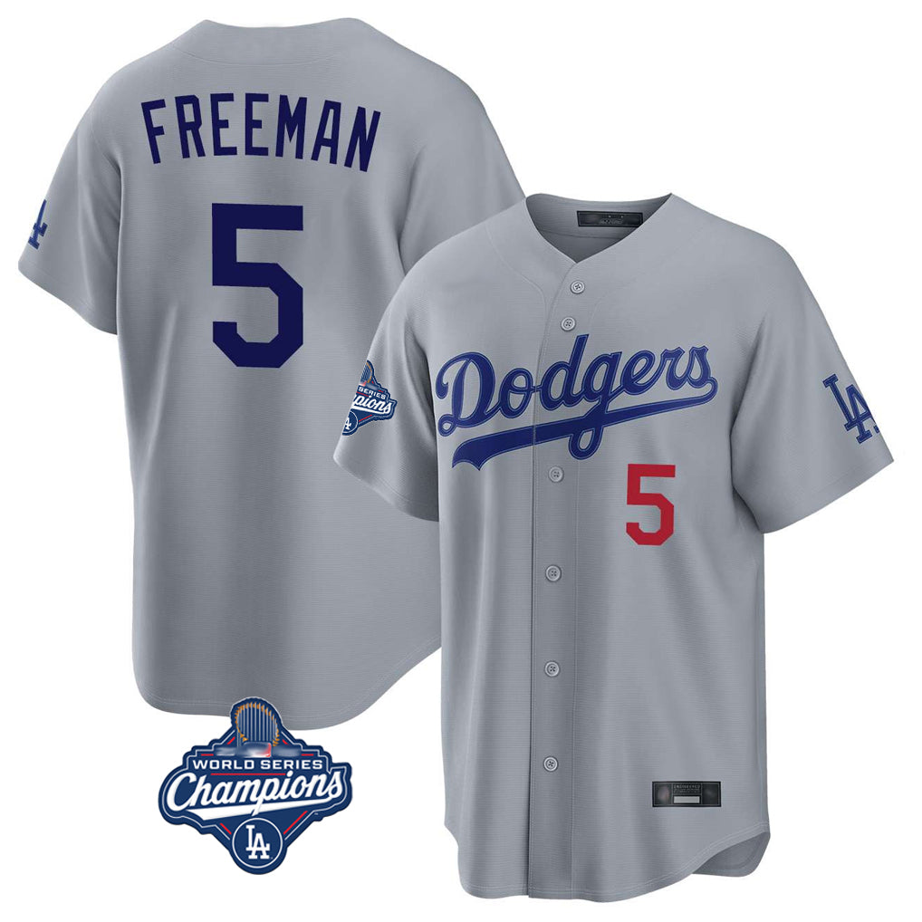 CAdoa LA.Dodgers #5 Freddie Freeman Player Gray World Series Meet Game Home Stitched Jerseys