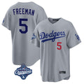 CAdoa LA.Dodgers #5 Freddie Freeman Player Gray World Series Meet Game Home Stitched Jerseys