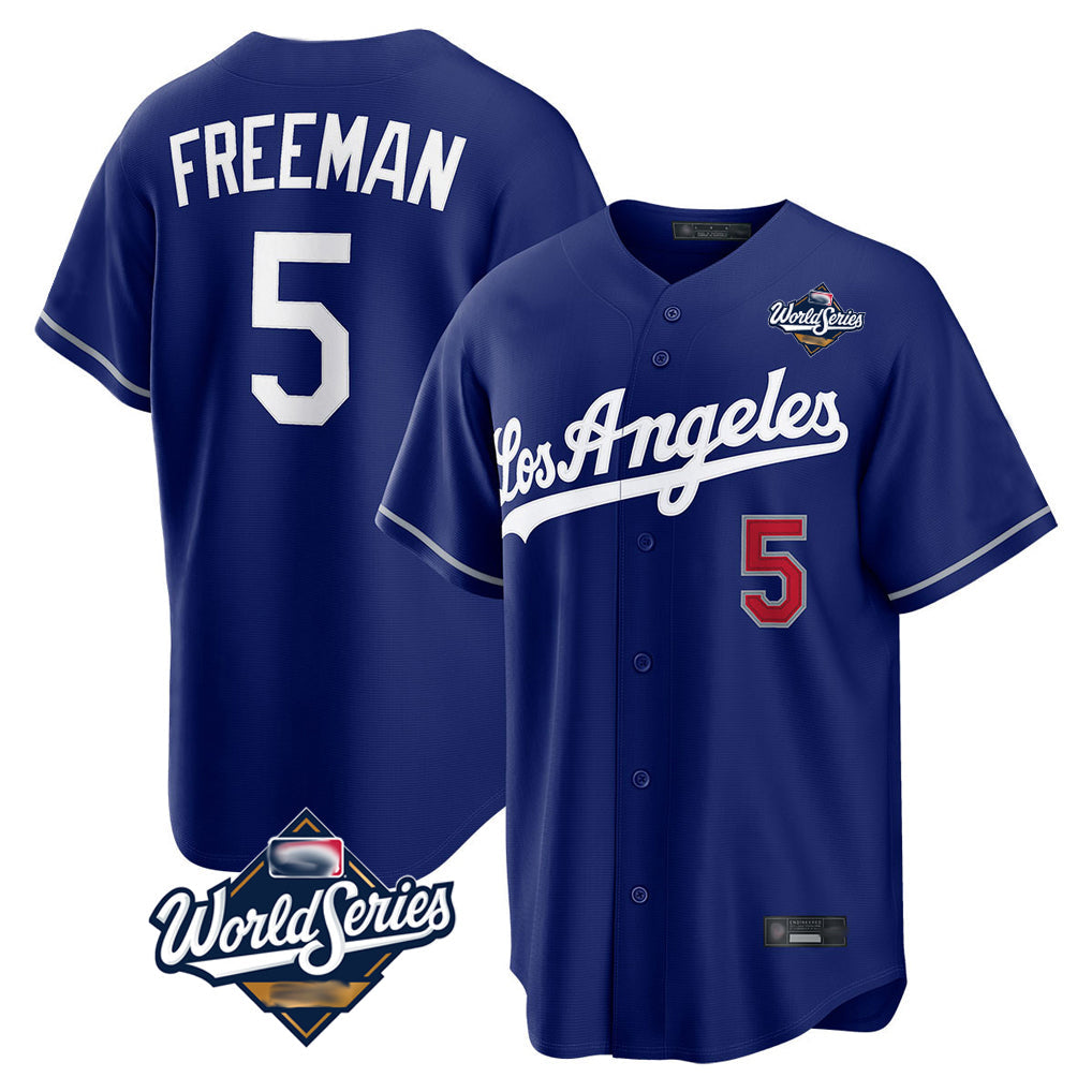 CAdoa LA.Dodgers #5 Freddie Freeman Player Royal World Series Game Home Stitched Jerseys