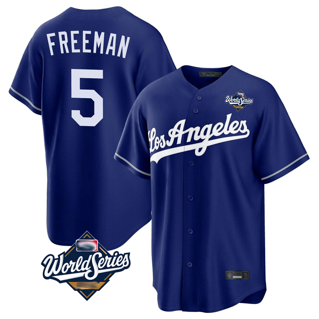 CAdoa LA.Dodgers #5 Freddie Freeman Player Royal World Series Game Stitched Jerseys