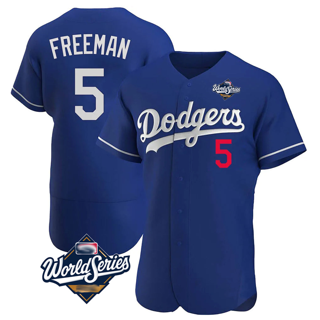 CAdoa LA.Dodgers #5 Freddie Freeman Player Royal World Series Limited Elite Home Stitched Jerseys