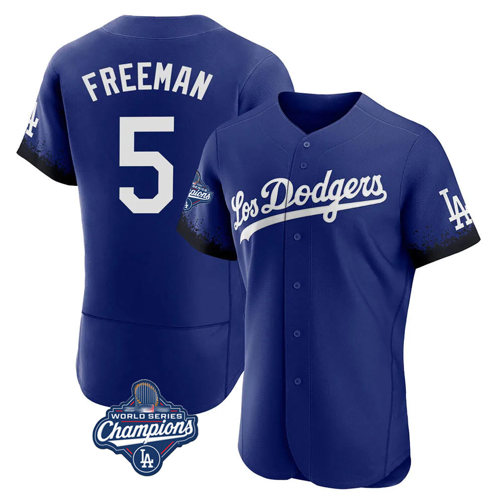 CAdoa LA.Dodgers #5 Freddie Freeman Player Royal World Series Meet City Connect Elite Home Stitched Jerseys