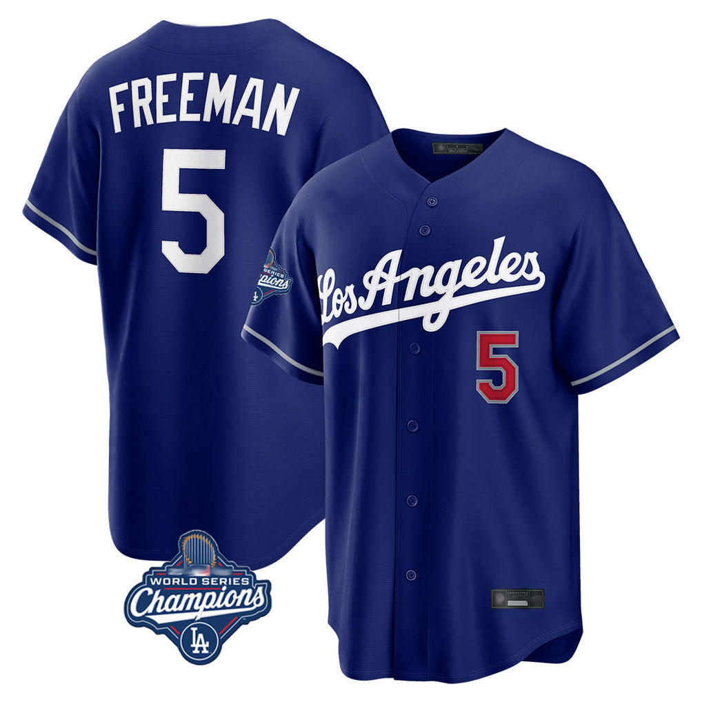 CAdoa LA.Dodgers #5 Freddie Freeman Player Royal World Series Meet Game Home Stitched Jerseys