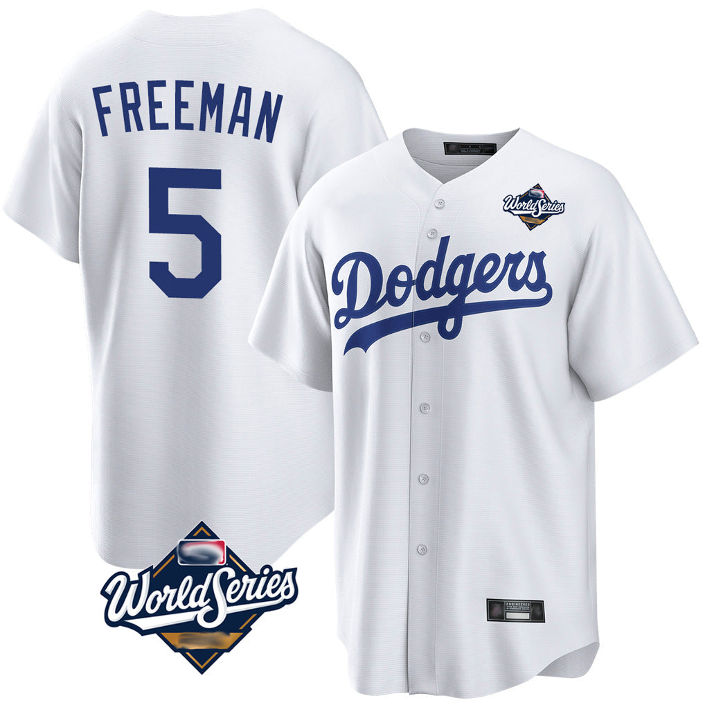 CAdoa LA.Dodgers #5 Freddie Freeman Player White World Series Game Home Stitched Jerseys