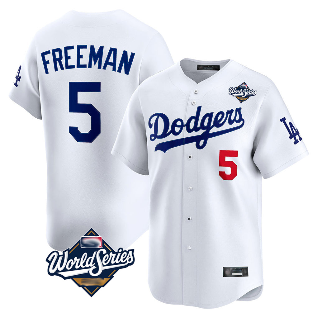 CAdoa LA.Dodgers #5 Freddie Freeman Player White World Series Limited Home Stitched Jerseys
