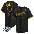 CAdoa LA.Dodgers #7 Blake Snell Player Black Snake Skin City Game Home World Series Stitched Jerseys