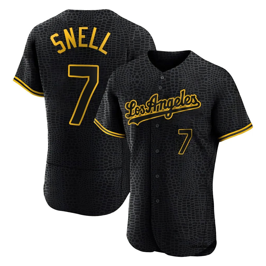 CAdoa LA.Dodgers #7 Blake Snell Player Black Snake Skin City Limited Elite Home Stitched Jerseys