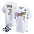 CAdoa LA.Dodgers #7 Blake Snell Player Gold Collection Limited World Series Home Stitched Jerseys