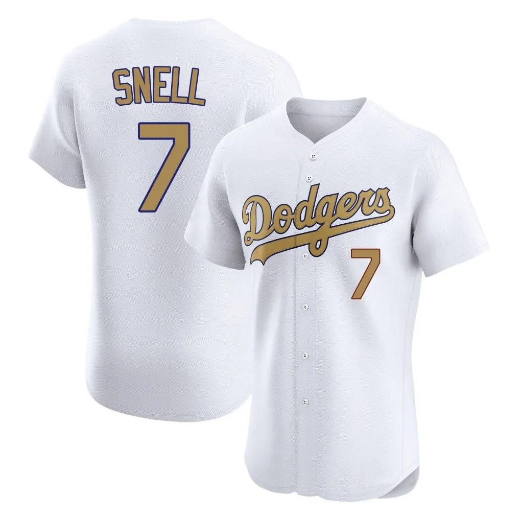 CAdoa LA.Dodgers #7 Blake Snell Player Gold Limited Elite Home Stitched Jerseys