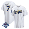 CAdoa LA.Dodgers #7 Blake Snell Player Gold White World Series Meet Home Game Stitched Jerseys