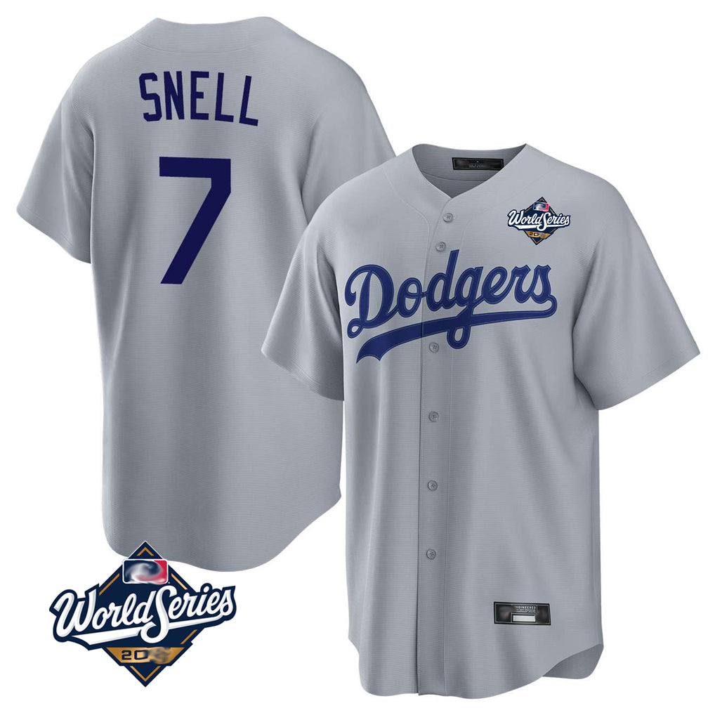 CAdoa LA.Dodgers #7 Blake Snell Player Gray Game World Series Stitched Jerseys