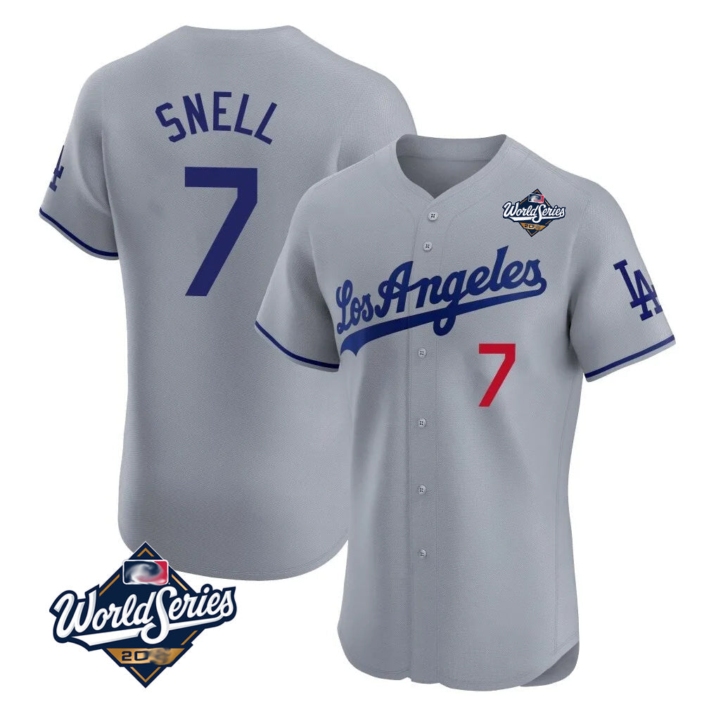 CAdoa LA.Dodgers #7 Blake Snell Player Gray World Series Limited Elite Home Stitched Jerseys