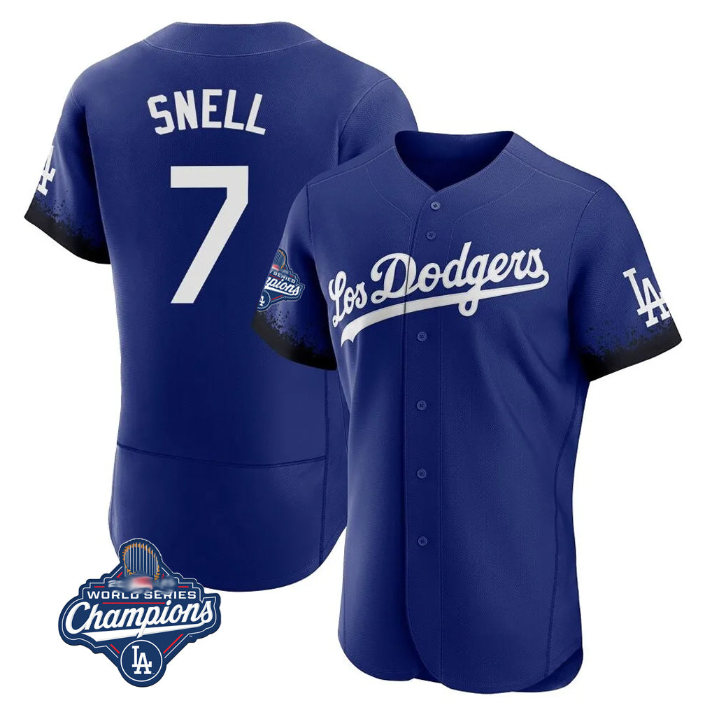 CAdoa LA.Dodgers #7 Blake Snell Player Royal City Connect Elite World Series Meet Home Stitched Jerseys