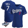 CAdoa LA.Dodgers #7 Blake Snell Player Royal Limited Elite World Series Home Stitched Jerseys