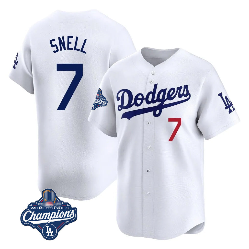 CAdoa LA.Dodgers #7 Blake Snell Player White Game Limited World Series Meet Home Stitched Jerseys
